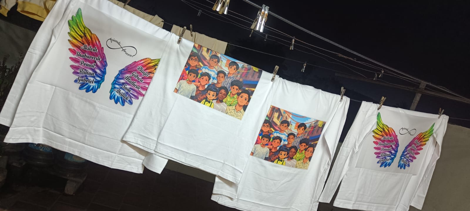 Custom T-shirt print output with clear finish